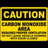 Caution Carbon Monoxide Area Requires Proper Ventilation Sign